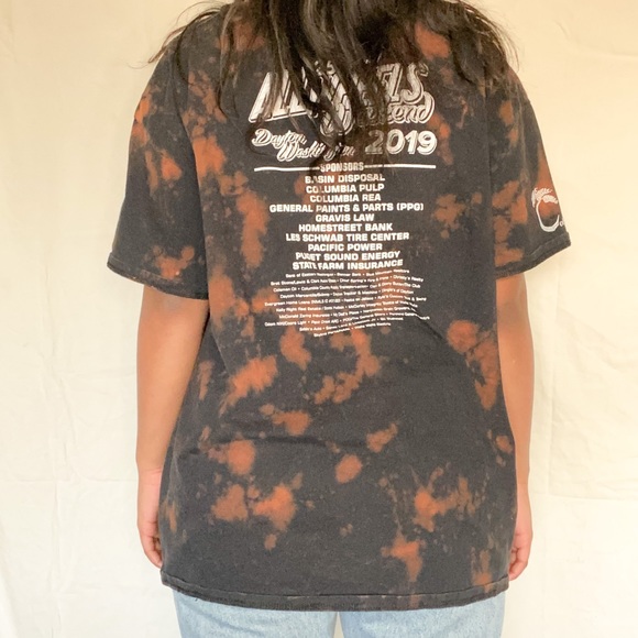 “All Wheels” Black Bleach Tie-Dye Graphic Tee - Picture 3 of 5
